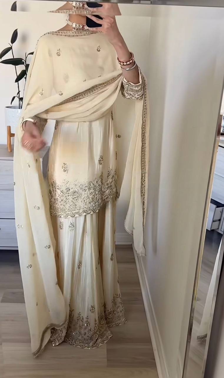 The Cinematic Cream Embellished Suit